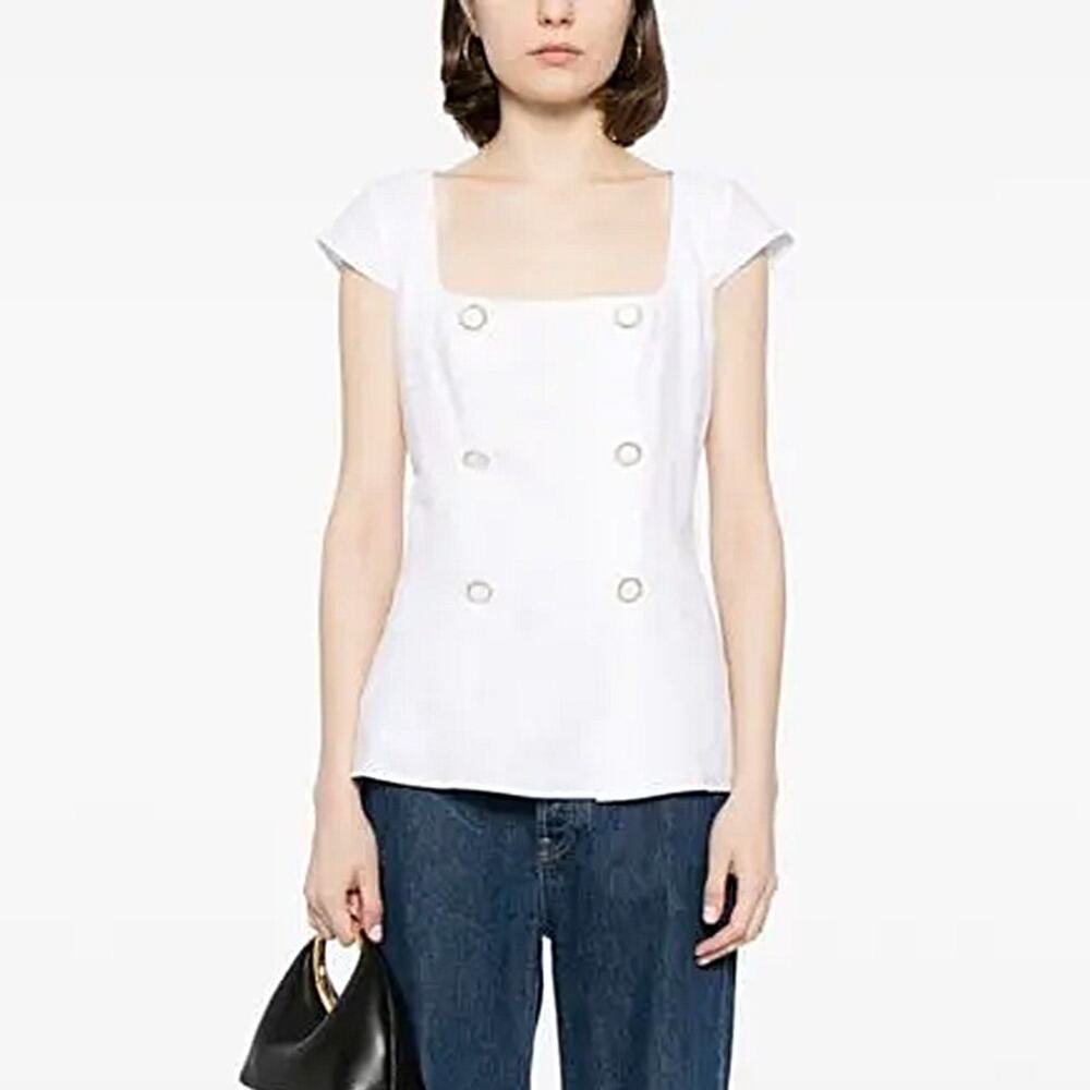 Reformation Meela White Linen Top NWT NEW Size 2